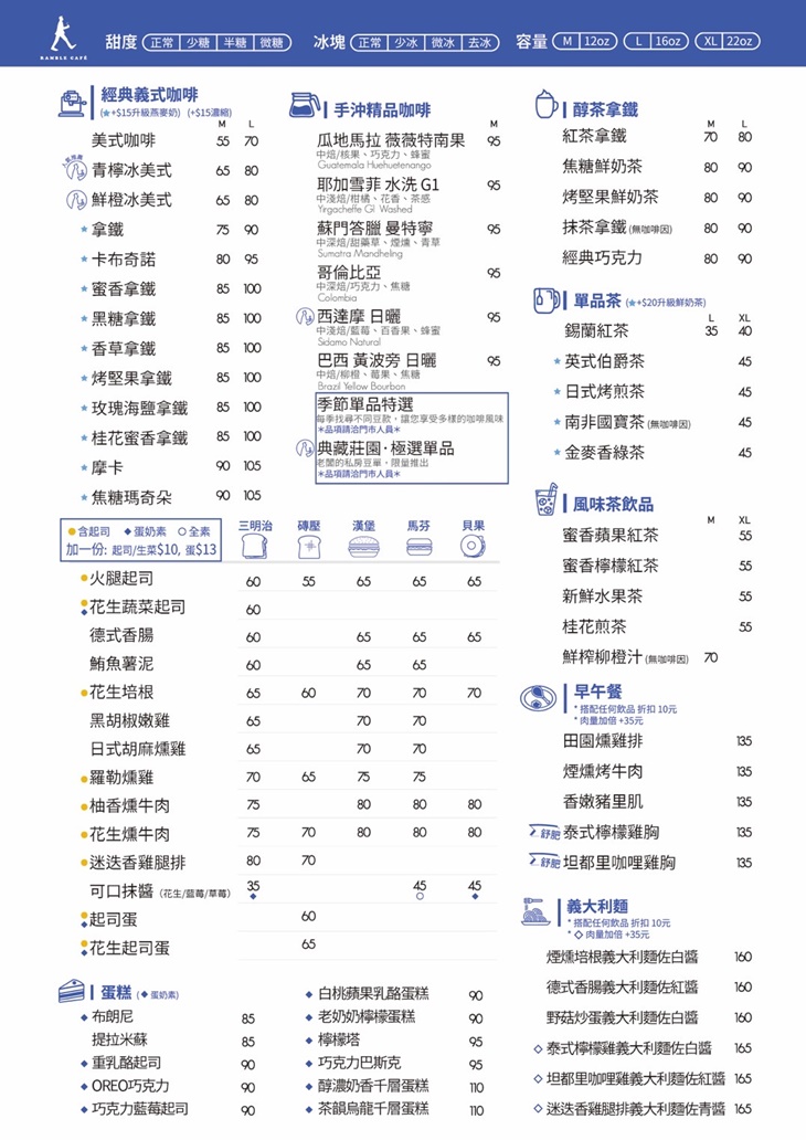 A22捷運站,RAMBLE CAFé,Ramble Cafe漫步藍咖啡,三明治,下午茶,中壢咖啡館,中壢捷運站,中壢美食,咖啡館,單品咖啡,壓磚吐司,拿鐵,桃園咖啡館,漫步藍咖啡,美食,蛋糕,連鎖咖啡,黑咖啡